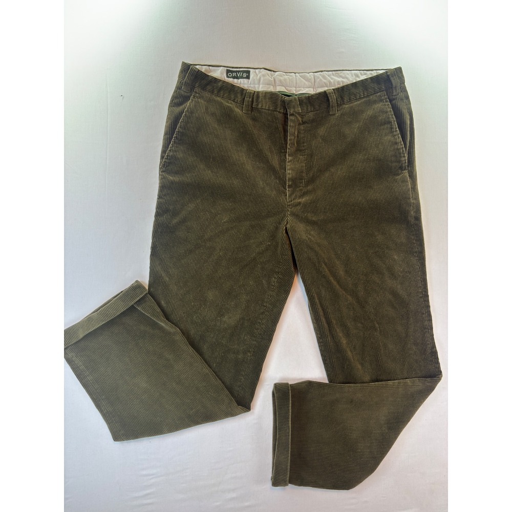 Orvis Brisbane Moss Corduroy Pants Mens 40 Olive Green Cuffed Straight Portugal